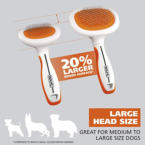 Wahl Premium Patented Dual Level Sensitive Skin Pet Slicker – Ergonomic handle makes Deshedding, Grooming and Brushing Com...