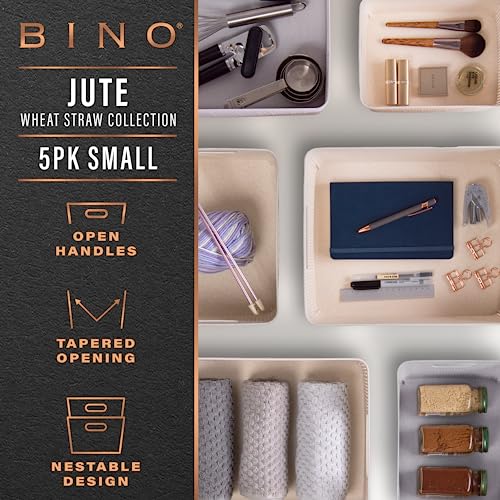 BINO | Woven Plastic Basket | Small (Natural), 5-Pack | THE JUTE COLLECTION | Home Organization, Space - Saving Storage, S...