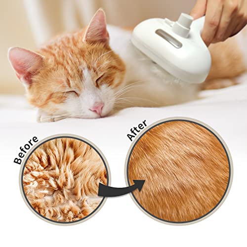 Pecait Cat Steam Brush for Shedding, 3 In 1 Steam Cat Brush Self Cleaning, Dog Brush for Long and Short Hair Dogs and Cat...