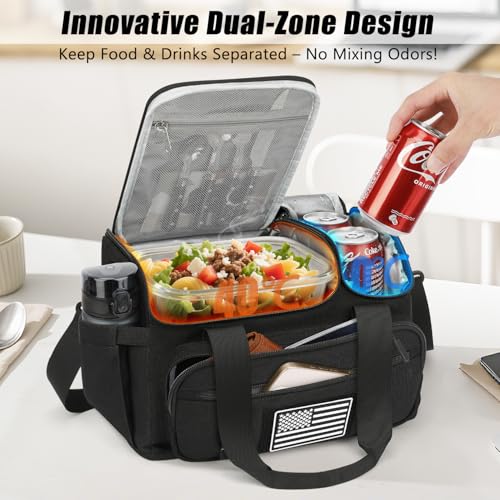 ETRONIK Tactical Lunch Bag for Men, 15L Insulated Lunch Box with Hot/Cold Compartments, Men's Lunch Box Fits 3 Meals + Sna...