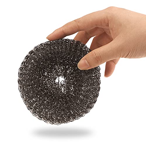 Heavy-Duty Stainless Steel Wool Barbecue Grill Cleaning Scrubber Pads, Replacement Steel Wool Brush Head, 2 Pack