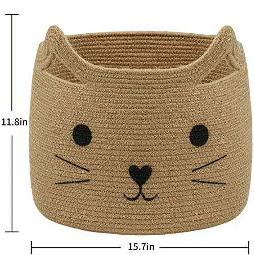 HiChen Large Woven Jute Rope Storage Basket, Baby Laundry Basket Organizer for Toys, Blanket, Clothes, Towels, Gifts | Pet...