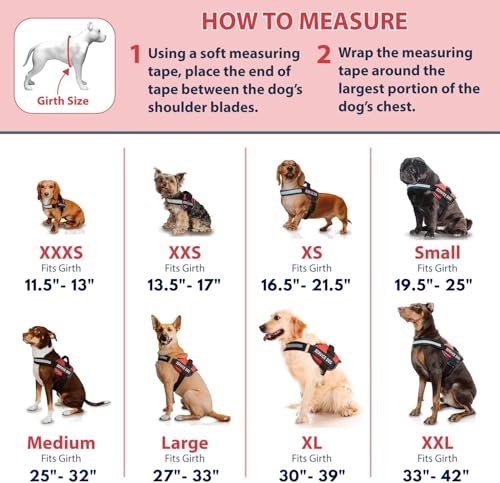 Industrial Puppy Service Dog In Training Vest With Hook and Loop Straps and Handle - Harnesses In Sizes From XXS to XXL - ...