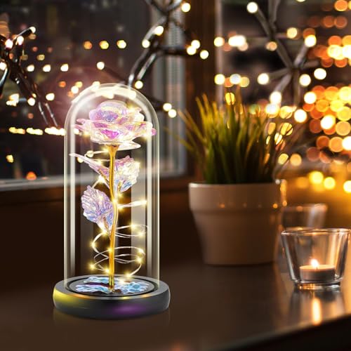 Otlonpe Preserved Forever Mothers Day Flower Gifts for Mom, Glass Light Up Rose Gifts for Women Grandma Girlfriend Wife Si...