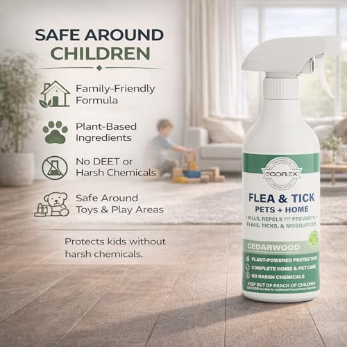 Flea Spray for Home & Pets - Flea and Tick Prevention for Dogs - Plant Based Repellent with Natural Essential Oils for Dog...