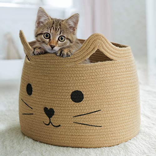 HiChen Large Woven Jute Rope Storage Basket, Baby Laundry Basket Organizer for Toys, Blanket, Clothes, Towels, Gifts | Pet...