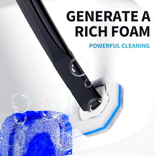 Disposable Toilet Brush with 50 Wand Cleaner Refills Pads，Wall Mounted Toilet Bowl Holder Set，Toilet Cleaning System Start...