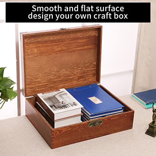 Acrux7 4 Pack Unfinished Wood Boxes, 7.2 Inch Unpainted Wooden Box with Hinged Lid, Small Plain Pine Wood Storage Boxes fo...