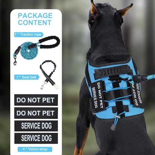 No Pull Dog Harness Small Medium Sized Dog, Service Dog Harness and Leash Set with 4 Patches, Adjustable Easy Walk Dogs Ha...