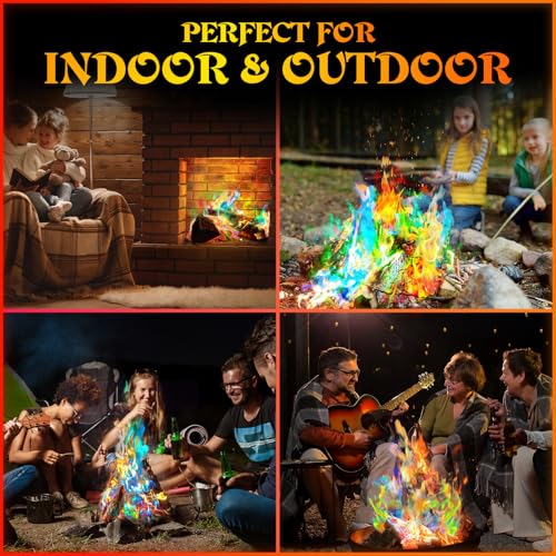 MEKER Fire Color Changing Packets - Fire Pit, Campfires, Outdoor Fireplaces, Bonfire - Magic Colorful Changing Fire - Perf...