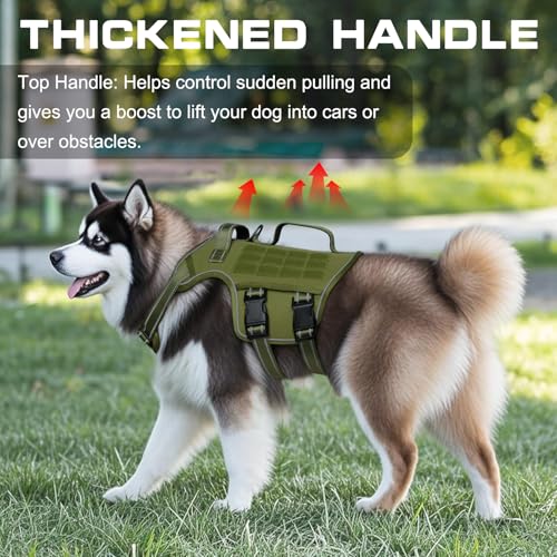 Dog Harness for Large Dogs Heavy Duty, Tactical No Pull Dog Harness with Molle System, Easy On and Off Service Dog Vest, B...