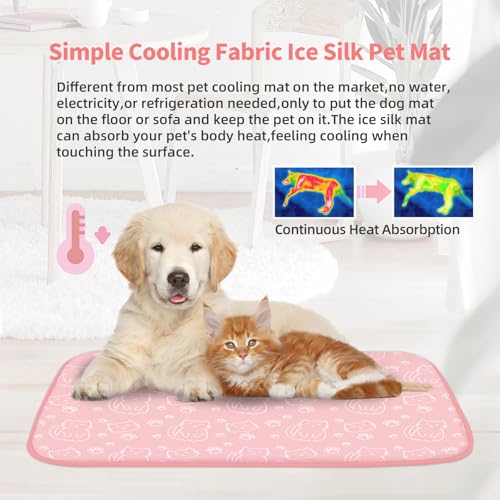 NWK Pet Cooling Mat -Q-Max>0.345 Ice Silk Cooling Mat for Dogs & Cats Portable & Washable Pet Cooling Blanket, Car Seats, ...