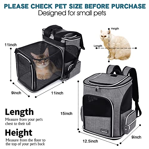 BAGLHER Expandable Pet Carrier Backpack，Pet Backpack for Small Cats Puppies Dogs Bunny, Airline-Approved Ventilate Backpac...