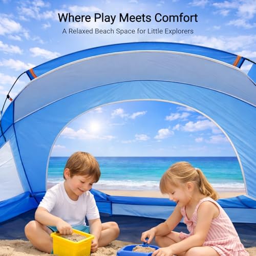 Beach Tent, Portable Sun Shelter for 2/3/4/6-8 Person with UPF 50+ UV Protection, Easy Setup Waterproof Beach Shade Canopy...