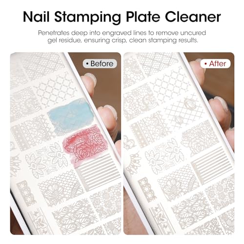 Gellen Nail Art Brush Cleaner Set, 130ml Rose Oily Acrylic Brush Cleaner Liquid with Filter Mesh Wash Cup & 100Pcs Lint-Fr...