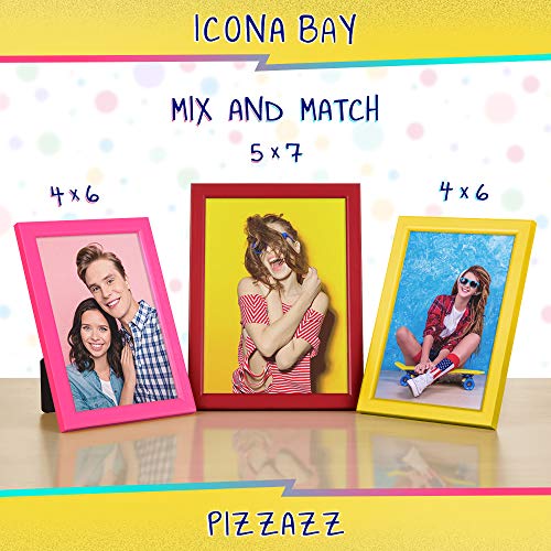 Icona Bay 4x6 Picture Frame, Pink Colored Solid Wood Scandinavian Style Frame for Photo, Pizzazz Collection