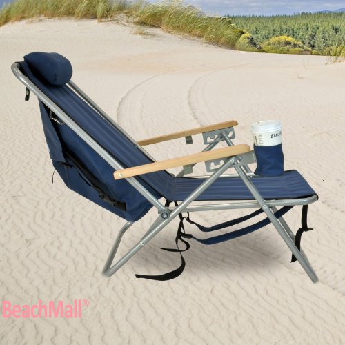 Rio Beach Original 4-Position Steel Backpack Chair with Pillow, Hands-Free Beach Chair Backpack for Adults, Navy