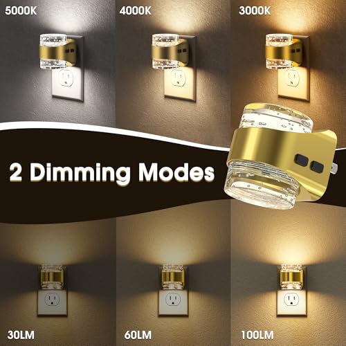 Briignite Night Light 2 Pack, Dimmable Night Lights Plug Into Wall with Bubble Design 3000K/4000K/5000K & 3 Brightness Lev...