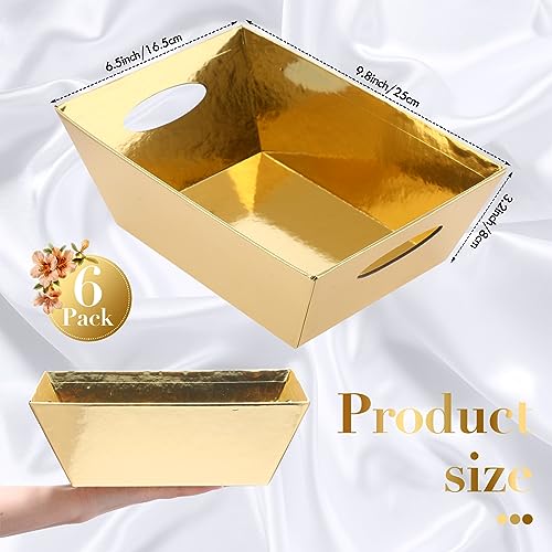 Patelai 22 Pcs Basket for Gifts Empty Kit Includes 6 Pcs 9.8x6.5 Thick Kraft Gift Basket to Fill 6 Clear Bags 10 Bows Empt...
