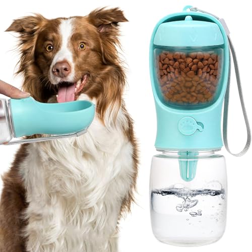 Bestac Portable 2-in-1 Pet Food & Water Feeder Leak-Proof Travel Bowl, Hiking & Walking Pet Water Dispenser (Blue, 350)