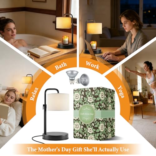 Hyrion Candle Warmer Lamp with Timer Dimmer, Adjustable Height Candle Melter with 2 Bulbs, Birthday Gifts for Women Mom, F...