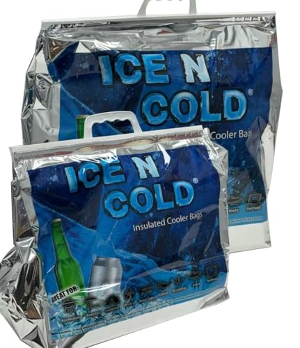 ICE N COLD Insulated Cooler Bag - X-Large 40 lbs Capacity (Pack of 5) | Lightweight, Soft, Collapsible | Ideal for Groceri...