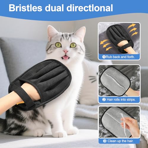 Salhap Pet Hair Removal Glove for Cats & Dogs, Upgraded Five-Finger Electrostatic Pet Hair Glove, Reusable Magic Brush Pet...