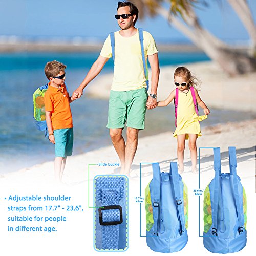 EocuSun Large Mesh Beach Bag Tote Durable Sand Away Drawstring Beach Backpack Swim and Pool Toys Balls Storage Bags Packs,...