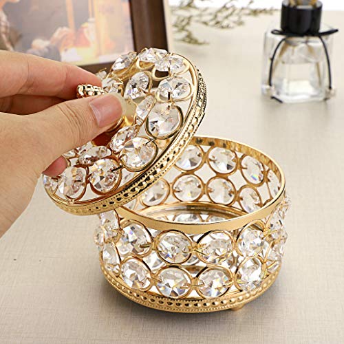 Hipiwe Crystal Mirrored Jewelry Box Jewelry Trinket Organizer Box Home Decor Ring Earrings Necklace Storage Holder Keepsak...