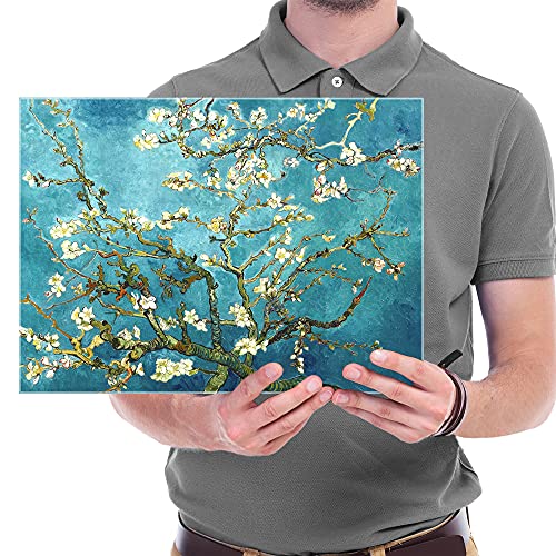 Wieco Art Almond Blossom Modern Framed Floral Giclee Canvas Prints By Van Gogh Famous Oil Paintings Reproduction Flowers P...