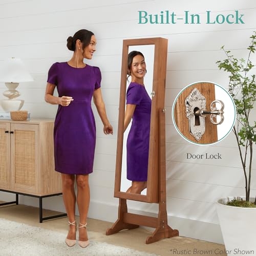 Best Choice Products Freestanding Jewelry Armoire Cabinet, Full Length Standing Mirror, Lockable Makeup Storage Organizer,...