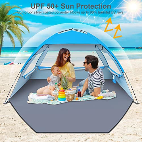 Gorich Beach Tent Sun Shelter for 3/4/6/8/10 Person with UPF 50＋ UV Protection, Lightweight & Easy Setup Beach Shade Canop...