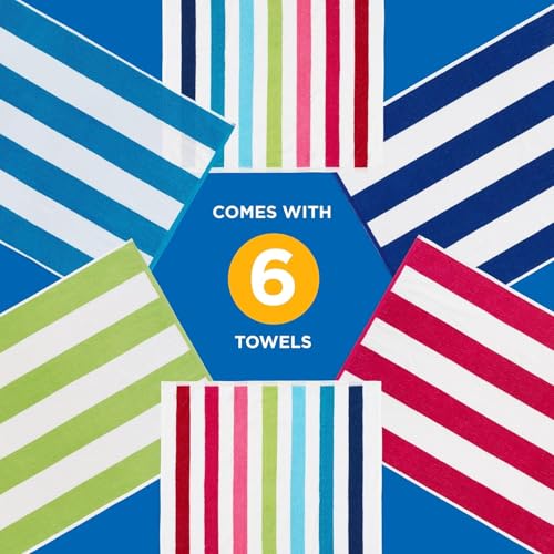 Ben Kaufman Terry Cabana Striped Towels - Oversized Towel for Beach & Pool - Soft Cotton Towels with Absorbent Design - St...