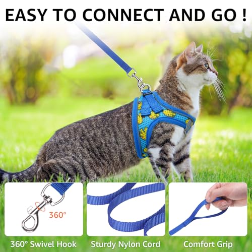 SCENEREAL Cat Harness & Leash Set Escape Proof - Adjustable Air Mesh Vest with Reflective Strips for Kittens, Puppies, Rab...
