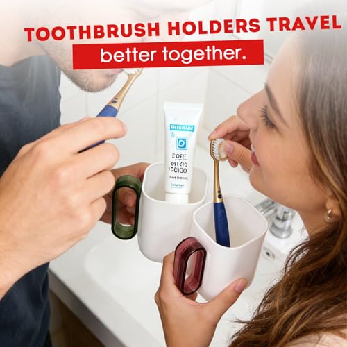 Travel Toothbrush Holder,Toothbrush Holder and Rinse Cup with Handle Toothbrush Travel Case,Multifunctional Toothbrush Cu...