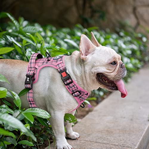 PoyPet No Pull Dog Harness, Reflective Adjustable No Choke Pet Vest with Front & Back 2 Leash Attachments, Soft Control Tr...