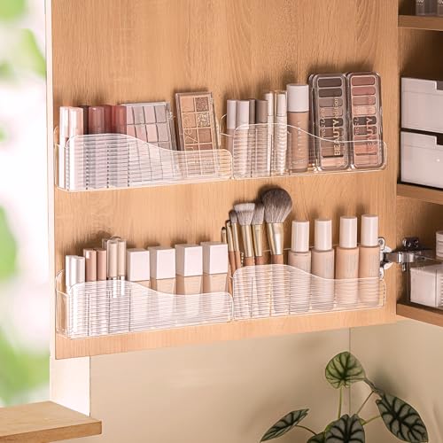 MORNITE Bathroom Medicine Cabinet Organizer Set, Narrow Compact Makeup Shelves Holder for Lipstick, Cosmetic, 2 Pcs Trays ...