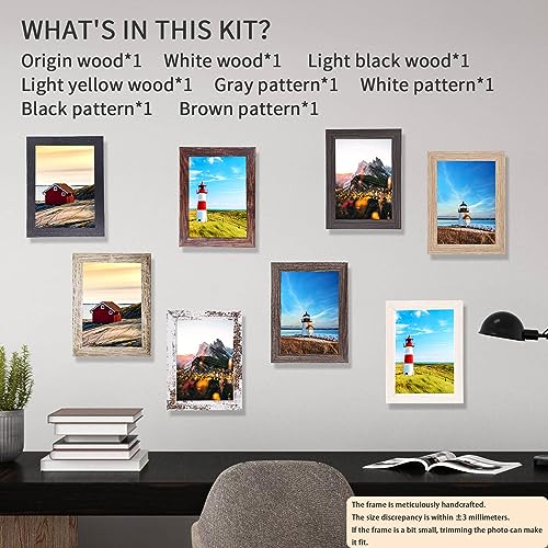 4x6 Picture Frames Set of 8, Rustic Picture Frames Multi Wood-Color,Vertical and Horizontal Formats for Wall Hanging and T...