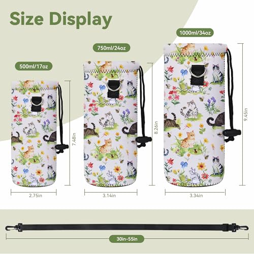 AORTDES Neoprene Water Bottle Carrier Bag with Adjustable Shoulder Strap for Men Women Walking Hiking,Portable Insulated H...