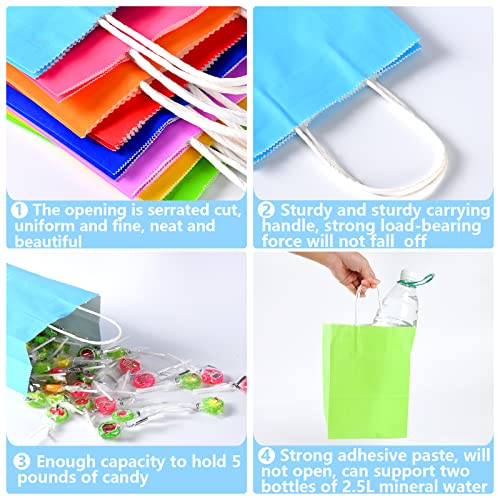 Yasashii Small Gift Bags With Handles, 24Pcs-8 Colors Kraft Paper Party Favor Gift Tteat Bags, Rainbow Bag For Christmas, ...