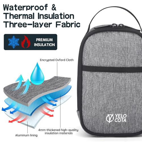 Yelocota Small Insulated Lunch Bag- Snack Bag- Mini Cooler Bag with Handle Buckle for Travel,Work,School(Storage Space bel...