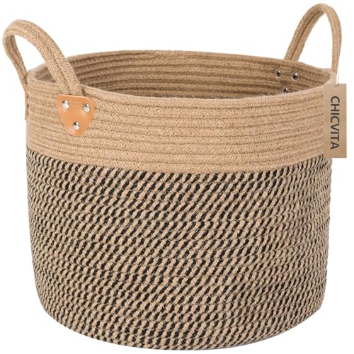 CHICVITA Wicker Laundry Basket With Handles, Storage Baskets for Decor, Rope Basket for Blankets, Toys, Clothes, Shoes, Pl...