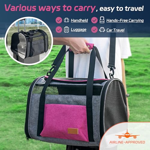 Large Cat Carrier for 20 lbs Pets - Soft Sided Breathable Mesh Travel Carrier, Airline Approved, Washable for Small Dogs P...