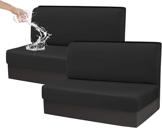 CRFATOP Sets of 2 Waterproof RV Dinette Cushion Slipcover Stretch Camper Cushion Covers Solid 2 Seat Sofa Chair Cover Furn...