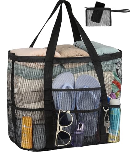 iminuo Mesh Beach Bag Vacation Essentials - Large Tote Pool Bag for Women Vacation Essentials Beach Accessories