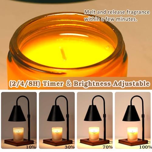 Modern Candle Warmer Lamp with Timer, Dimmable Candle Lamp Warmer, Mothers Day Birthday Gifts for Women Men, Black Candle ...