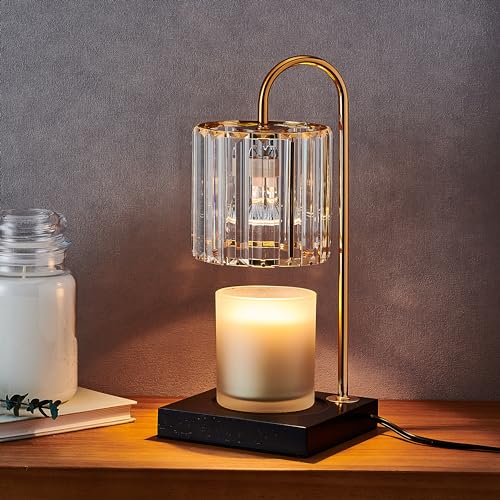 Mikasa 13.8 Inch Clear Glass Shade Electric Candle Warmer with Wood Base - Flameless Candle Melter for Home Decor, Safe Fr...