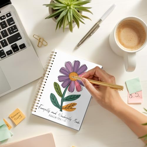GTYNU Floral Christian Notebook, Fearfully and Wonderfully Made Psalms 139:14 Bible Journal for Women, Prayer Journal for ...