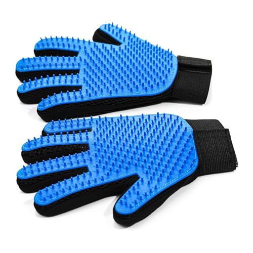 NVNAN Pet Hair Removal Glove for Dogs & Cats, 2-in-1 Deshedding Brush & Massage Mitt - Grooming Gloves for Shedding Contro...