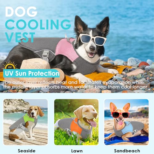 AOFITEE Cooling Vest for Dogs, Breathable Dog Cooling Vest with Harness D-Ring, Dogs UV Protection Shirt Pet Cooler Jacke...